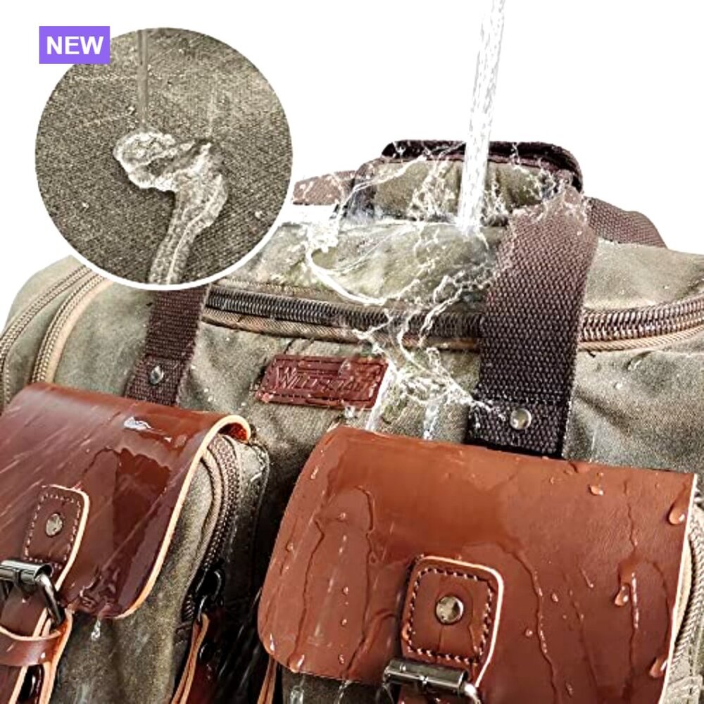 Waxed Canvas Waterproof Travel Duffel Bag 50L Weekender - Picture 4 of 6